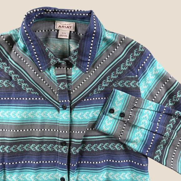 Ariat Tops - Ariat Button Down Women M Multi Southwestern Western Cowgirl Barrel Racer Top